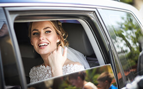 bride in a limo